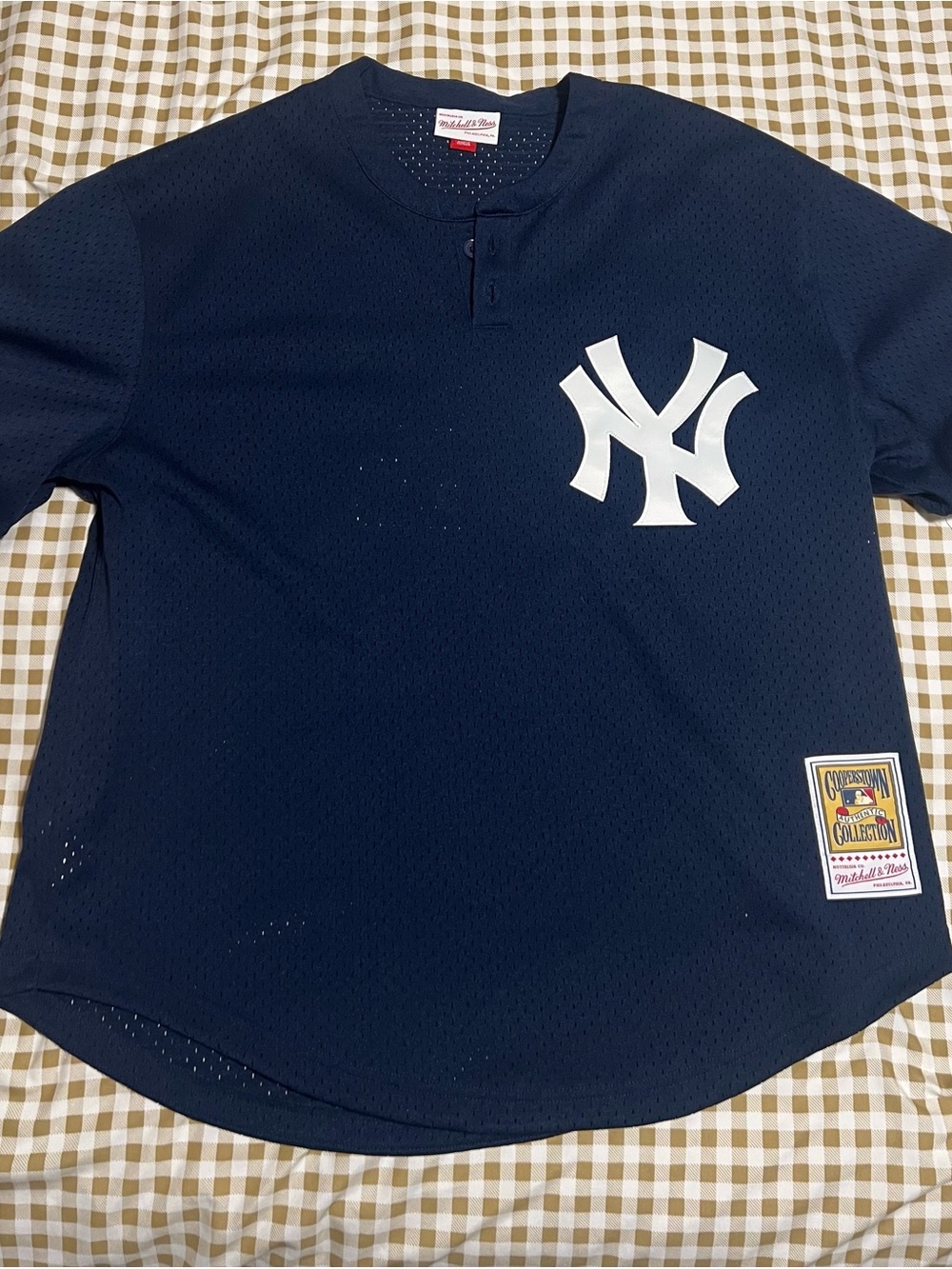 Mitchell & Ness Navy and White New York Yankees Mesh Baseball Jersey